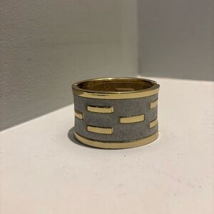 Vintage retro Gold/silver metallic shiny Cuff hinge Bracelet- estate 70s-80s